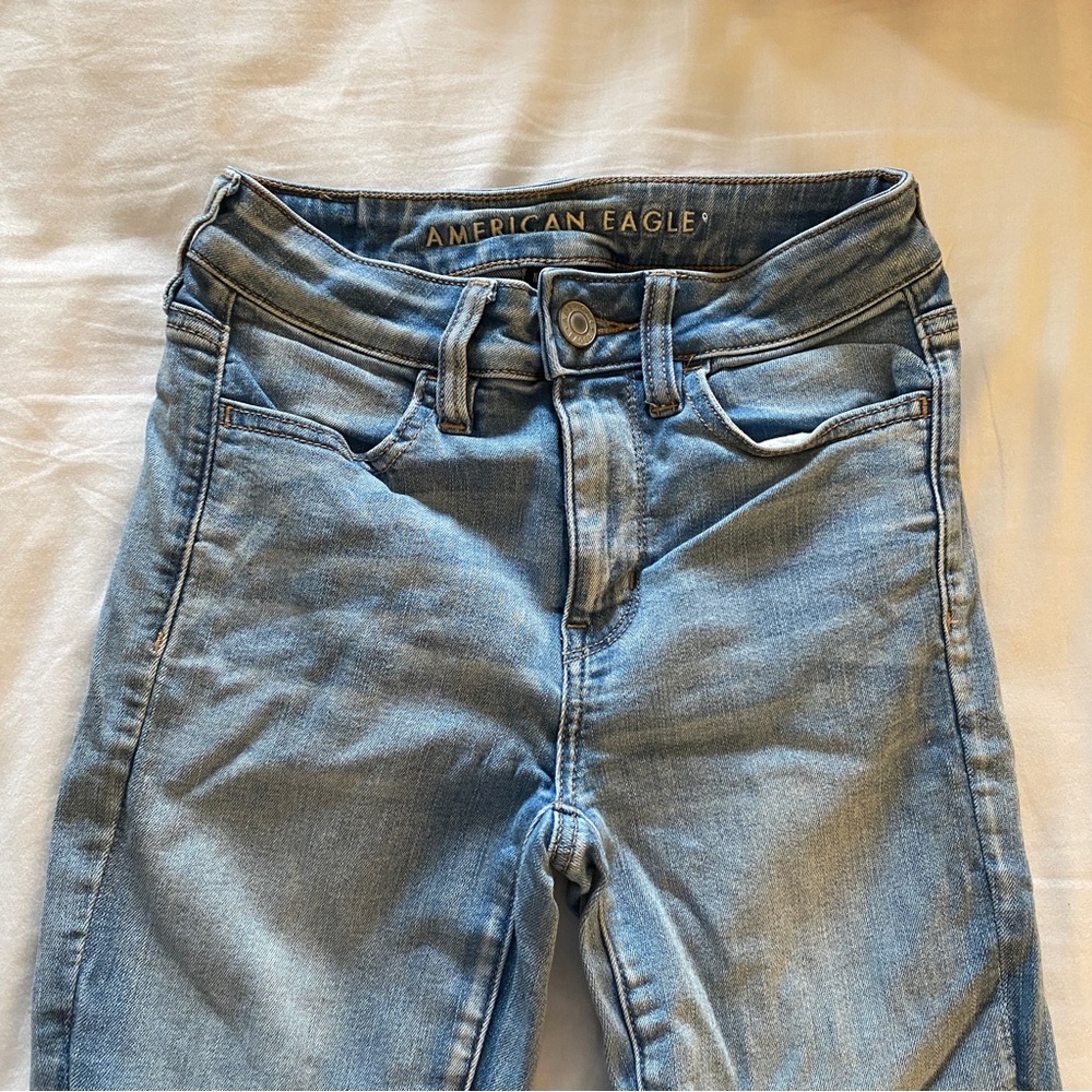 american eagle next level stretch medium wash hi-rise jeggings